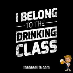 i belong to the drinking class t - shirt design with cartoon character holding a mug