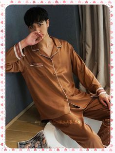 Men's Woven Plain Weave Pajama set Male Pyjamas Aesthetic, Pajamas Aesthetic, Pyjama Trend, Pajama Fashion, Adult Pajamas, Man Weave, Pajama Robe, Boys Pajamas, Silk Pajamas