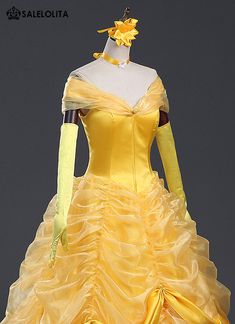 Adult Yellow Belle Cosplay Dresses Women Moive Beauty and the Beast Cosplay Princess Costume     Condition: Brand New   Color:  Yellow   Material: Organza And Thick Satin   Sleeve Length:Sleeveless   Dresses Length:Floor-Length   Neckline: Off the Shoulder   Includes: Dress + Gloves + Headwear     Notice: If your size is way off the standard size chart, Please choose custom-made . Anime Costume Dress, Princess Style Cosplay Costume For Events, Yellow Fitted Cosplay Costume For Costume Party, Fitted Yellow Cosplay Costume For Costume Party, Anime Style Dresses For Halloween Themed Events, Fitted Overbust Cosplay Costume, Fitted Yellow Cosplay Costume, Halloween Cosplay Costume Overbust, Halloween Overbust Cosplay Costume