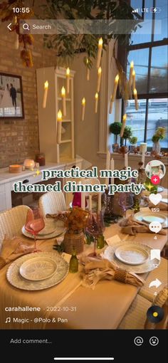 an image of a dining room table set for dinner party with the text practical magic transformed dinner party