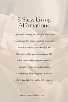 Start your journey into slow living with these powerful affirmations. Perfect for beginners, these affirmations help you cultivate mindfulness, gratitude, and intentional living. Incorporate them into your daily routine to find peace and balance. Slow Living | Mindfulness | Intentional Living | Simple Living | Mindful Living | Simple Life | Slow Living For Beginners | Slow Living Guide | Slow Living Movement Introvert Diaries, Spirituality Energy Universe, Daily Intentions, Social Pictures, Healing Quotes Spiritual, Life Affirmations, Peace Life