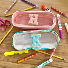 Personalized Pencil Case Clear Front Pencil Case With Initials Makeup Case With Letters Monogram Travel Bag Back to School Patch Bag - Etsy Pink Cosmetic Bag For Back To School, Pink School Case With Pen Holders, Pink School Case For Back To School, Pink Cases For School, Back To School Season, Pink Cases For Back To School, Personalized Pink Pencil Case For Everyday Use, Personalized Pink Pencil Case For Daily Use, Personalized Pink Pencil Case, Zipper Pouch Cases For Back To School