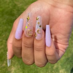 Do It Yourself Nails, Purple Acrylic Nails, Moon Nails, Edgy Nails, Bling Acrylic Nails