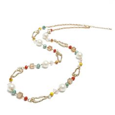 Featuring stations of glass pearl, natural rose quartz, and glass beads, the Yasmine Beaded Station necklace is an effortless way to dress up any ensemble. Size: one size.  Color: Gold.  Gender: female.  Age Group: adult. Elegant Beaded Necklaces With Round Beads For Summer, Elegant Beaded Crystal Necklaces For Beach, Elegant Beaded Crystal Necklace For Beach, Elegant Long Necklace Beads For Beach, Elegant Beaded Necklace With Spacer Beads For Beach, Elegant Pearl Crystal Necklace With Colorful Beads, Elegant Single Strand Beaded Necklace For Summer, Elegant Beach Long Necklace With Round Beads, Elegant Beaded Necklaces With Faceted Beads For Summer