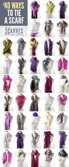 Never get bored with your scarf again. How To Tie Scarves, Ways To Tie A Scarf, Ways To Tie Scarves, Tie Scarves, Tie A Scarf, Scarf Knots, Mode Tips, Ways To Wear A Scarf, Master List