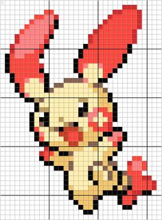 a cross stitch pattern with an image of pikachu