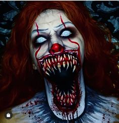 Creepy Clown Makeup, Gore Makeup, Halloweenský Makeup, Halloween Make-up Looks, Monster Makeup, Clown Horror