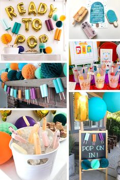 a collage of pictures with different items and decorations on it, including popsicle sticks