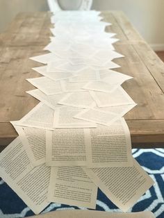 the table is covered with many pages of paper