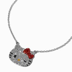 2010s Party, Hello Kitty Necklace, Kitty Necklace, Hello Kitty Jewelry, Party Inspo, Fashionable Jewelry, Necklace Red, Cat Necklace, Rhinestone Necklace