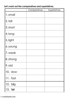 worksheet for comparing words and numbers