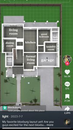 the floor plan for a house with lots of windows and doors, including one bedroom