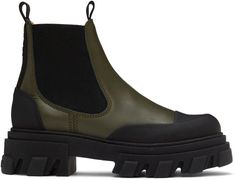 GANNI: Green Low Chelsea Boots | SSENSE Teen Boots, Brown Leather Chelsea Boots, Styling Chelsea Boots, Fashion Bottoms, Chelsea Boots Women, Black Chelsea Boots, Leather Chelsea Boots, Leather Boot, Womens Boots Ankle