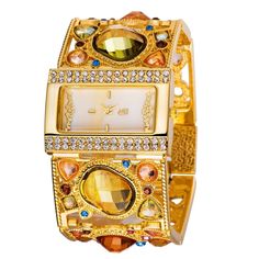 ASJ Women's Fine Fashion Premium Quality Luxury Style Bracelet Watch Rectangle Watch, Golden Bracelet, Army Watches, Diamond Decorations, Bracelet Watches Women, Womens Watches Luxury, Stylish Bracelet, Jewelry Clasps, Crystal Diamond