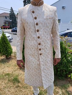 New With Tags Men Sherwani + Churidar pants. Elegant Look, Comfortable and vibrant  for special occasion. Perfect for weddings, parties, special or simple occasions. Complete Your Ethnic Look with ElegantWear  Contact US if you need help with size, Or check (your chest/Height should be) in measurement chart. length does'nt include the cross cut length, it;s the base length Item used in the picture is just a sample of one of its kind, listing is for brand new unused item. Feel free to contact us if any Questions.   SIZE CHART (All sizes are in inches, 1 inch size difference if any)  Your actual chest size should be at least 4 inches less then kurta chest size in chart SIZE---SHERWANI LENGTH----- CHEST------Sleeves-----Your Chest Should be 36----------39---------------------40--------------2 Men Wedding Sherwani, Men Sherwani, Kurta Pajama For Men, Party Wear Salwar Kameez, Pajama For Men, Party Wear Salwar, Pants Elegant, Pakistani Party Wear, Wedding Sherwani