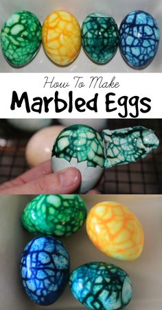 how to make marbled eggs that look like they have been painted in different colors