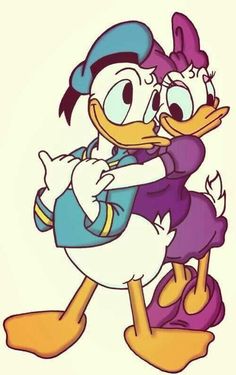 two cartoon characters hugging each other in front of hearts and the words i love you