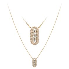 NECKLACE 18K Pink Gold Diamond 0.55 Cts/55 Pcs Tapered Baguette 0.39 Cts/5 Pcs Necklace Diamond, Jewellery Designs, Drop Necklace, Pink Gold, Pink Fashion, Or Rose, Pink And Gold, Gold Diamond, Diva