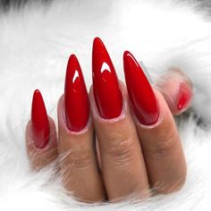 Red Stiletto Nails, Long Red Nails, Long Nail Art, Stiletto Nail Art, Red Stilettos, Red Acrylic Nails, Long Nail Designs, Pointed Nails, Stiletto Nails Designs