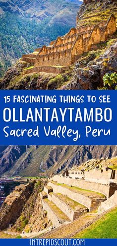 the ruins at ollantaya tambo, sacred valley peru with text overlay