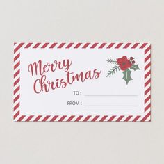 a red and white christmas gift tag