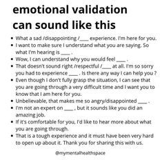 Emotional Validation, Relationship Therapy, Instagram People, Healthy Relationship Tips, Emotional Awareness, Couples Therapy, Mental And Emotional Health