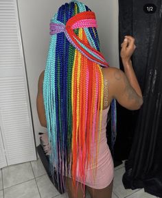 Colored Box Braids, Rainbow Braids, Creative Hair Color, Braids Hairstyles Pictures, Cute Box Braids Hairstyles, Hair Salons