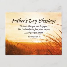 a card with the words, father's day blessing and an image of grass