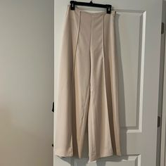 In Great Condition, Never Worn But Tags Removed. Side Zipper Closure. Size 6. High Waist Neutral Bottoms For Formal Occasions, Zara Formal Full Length Wide Leg Pants, Spring Stretch Full Length Pantsuit, Spring Stretch Full-length Pantsuit, Elegant Full Length Zara Dress Pants, Neutral Full Length Bottoms For Formal Occasions, Zara Full Length Wide Leg Pants, Spring Cream Wide Leg Dress Pants, Cream Wide Leg Dress Pants For Spring