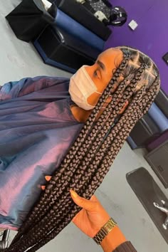 Knotless Box Braids, Dyed Natural Hair