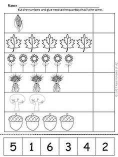 a worksheet with numbers and pictures to help kids learn how to count the leaves