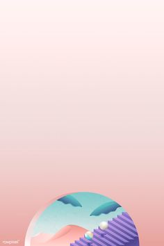 an abstract pink and blue background with steps leading up to the top of a hill