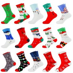 PRICES MAY VARY. Cotton, Spandex, Nylon Imported Machine Wash 🎄15 Pairs Women Christmas Soft Stretchy Socks,designed in santa,snowflake,elk,ect all christmas lovely patten, Perfect to get you in the christmas spirit! 🎅Size:9-11 Fit Womens shoe size 4 to 9, Mens shoe size 5-10. 🎄Tradition Christmas style cotton socks series! These warm socks that will coordinate with whatever you're wearing. Brighten up those cold winter mornings with these snug socks to keep your toes warm.Great colors and pa Novelty Christmas Gifts, Stockings With Names, Holiday Socks, Little Christmas Trees, Christmas Style, Winter Socks, Warm Socks, Funny Socks, Christmas Gifts For Men