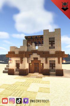 Cute Desert House Minecraft, Desert Statue Minecraft, Minecraft Custom Desert Village, Minecraft Sand House Ideas, Sand Village Minecraft Ideas, Sandstone Houses Minecraft, Sand Minecraft Houses, Minecraft Desert Blacksmith, Minecraft Desert Horse Stable