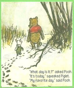 an image of winnie the pooh and piglet walking in the snow with their dog