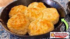 some biscuits are cooking in a skillet