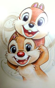 the chipmuns are hugging each other in this drawing