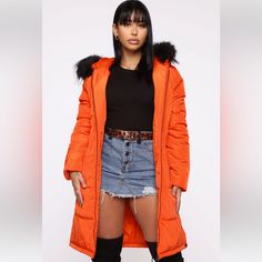 Brand New Size: Small Orange Fashion Nova Orange Hooded Outerwear For Spring, Orange Streetwear Outerwear For Fall, Trendy Orange Long Sleeve Outerwear, Orange Outerwear For Streetwear In Fall, Orange Outerwear For Fall Streetwear, Trendy Orange Outerwear, Trendy Orange Outerwear With Pockets, Casual Orange Outerwear For Fall, Trendy Orange Streetwear Outerwear