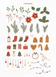 christmas clipart set with holiday decorations