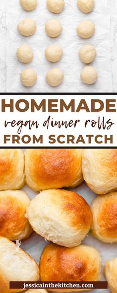 homemade vegan dinner rolls from scratch with text overlay