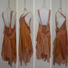 A one off draping Summer Dress. Handmade with various weight fabrics including Satin viscose, crepe Viscose, Georgette & linen blend. Soft blush Georgette shoulder straps. Burnt orange Satin viscose and Silk viscose,  bias cutwork and moulage techniques across the front & Back. Long in length and asymmetrical. One size fits uk 10-14 Hand wash 30o Hang to dry Steam / iron low heat This is a bespoke design handmade by me in my studio. Boho Fairy Wedding, Dystopia Rising, Summer Dress Boho, Summer Maxi Dress Boho, Night Wear Dress, Bohemian Summer Dresses, Fairy Wedding Dress, Boho Fairy, Orange Satin