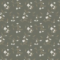 a wallpaper with white flowers and leaves on a gray background in shades of grey