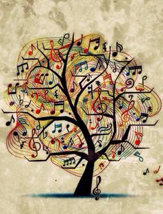 a tree with musical notes on it