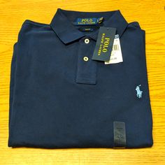 Polo Ralph Lauren Slim Fit Polo Shirt New With Tags Size S Color: Navy Blue Slim Fit Smoke Free Home Black Short Sleeve Polo Shirt For Fall, Navy Polo Collar Top For Fall, Classic Navy Long Sleeve T-shirt, Navy Long Sleeve Classic T-shirt, Black Polo T Shirt, Rugby Fashion, Preppy Men, Polo Shirt Colors, Slim Fit Polo Shirts