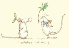 two mice holding an umbrella in their hands