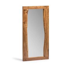 a mirror that is made out of wood and has a wooden frame on the front