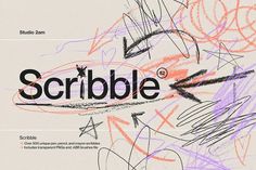 an advertisement for scribble written in black ink