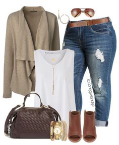 Plus Size Fall Jeans Outfit - Plus Size Fashion for Women - alexawebb.com #alexawebb Tan Cardigan Outfit, Jeans Outfit Fall, Plus Size Fall