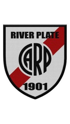 the river plate logo is shown in red and black, with an arrow on it