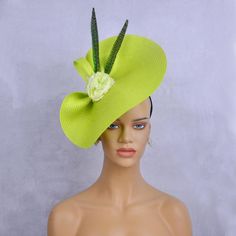 Hello!Welcome to our shop of  365daysCreations product information: Season:All Season Gender:Female Occasion:Party,Wedding,Melbourne cup,Kentucky Derby Material:PP straw,feathers,silk flower With 1.2cm satin headband at the back Color:neon green Spring Fascinator Hat As Gift, Spring Gift Hat With Short Brim, Spring Party Hat Fascinator, Spring Party Fascinator Hat, Spring Party Hat Shaped Fascinator, Kentucky Derby Gift Fascinator With Curved Brim, Chic Spring Fascinator For Races, Green Summer Hats For Races, Green Evening Fascinator Hat